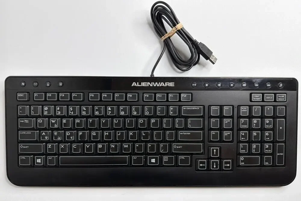 Dell Alienware SK-8165 USB Wired Gaming Multimedia Keyboard Slim TESTED WORKING